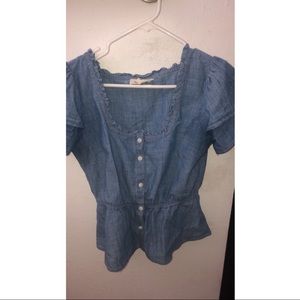 Madewell Denim Ruffle Top